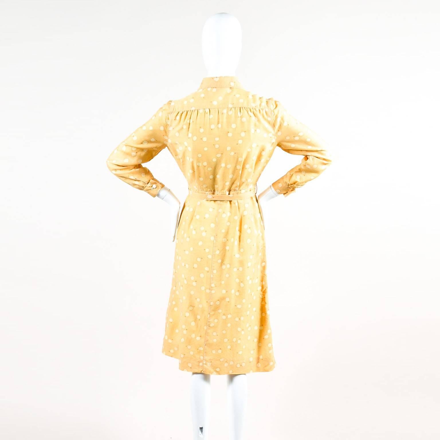 Orange Vintage Courreges Yellow Abstract Print Long Sleeve Buttoned Shirt Dress