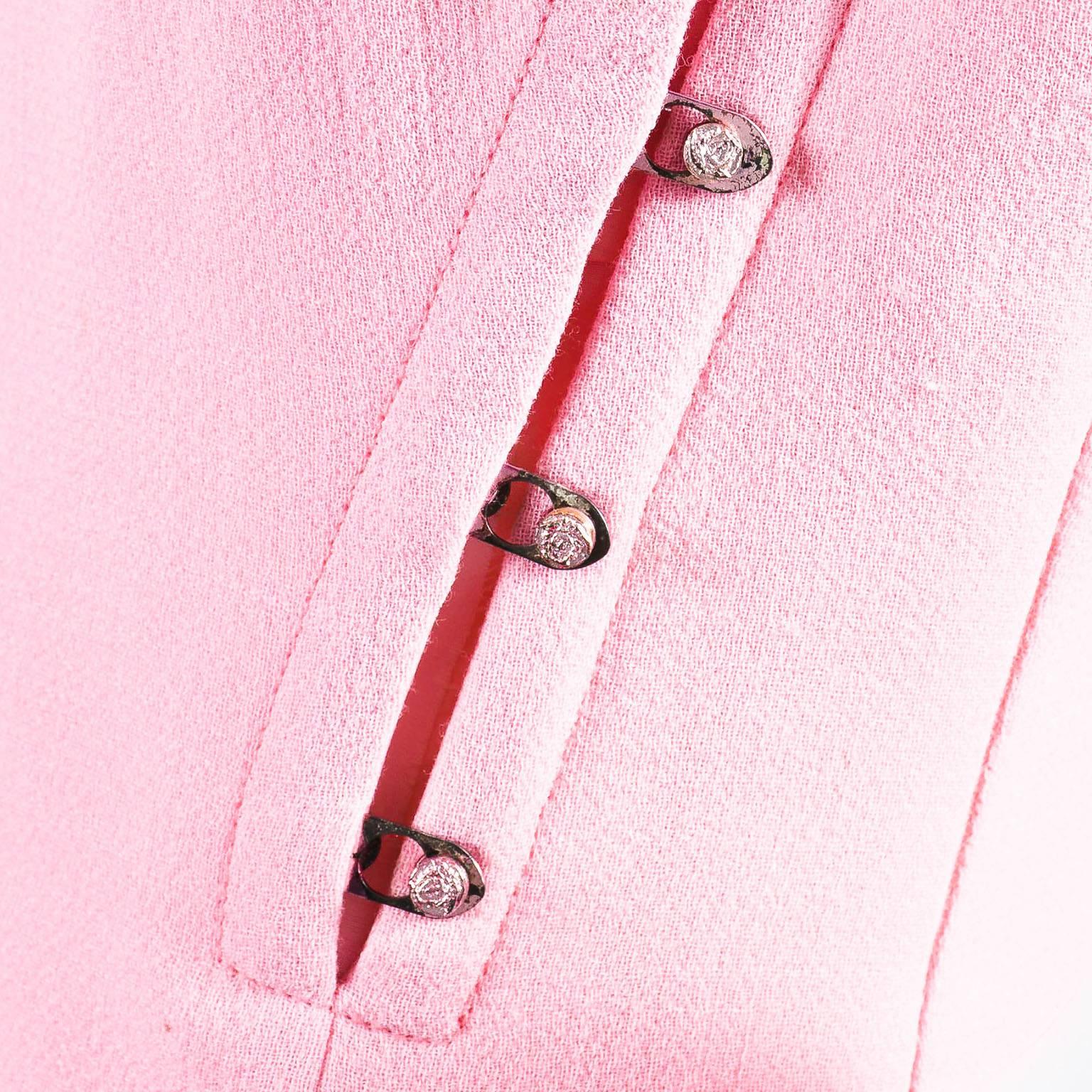 Vintage Gianni Versace Light Pink Crepe Knit Studded Sleeveless A Line Dress For Sale 1