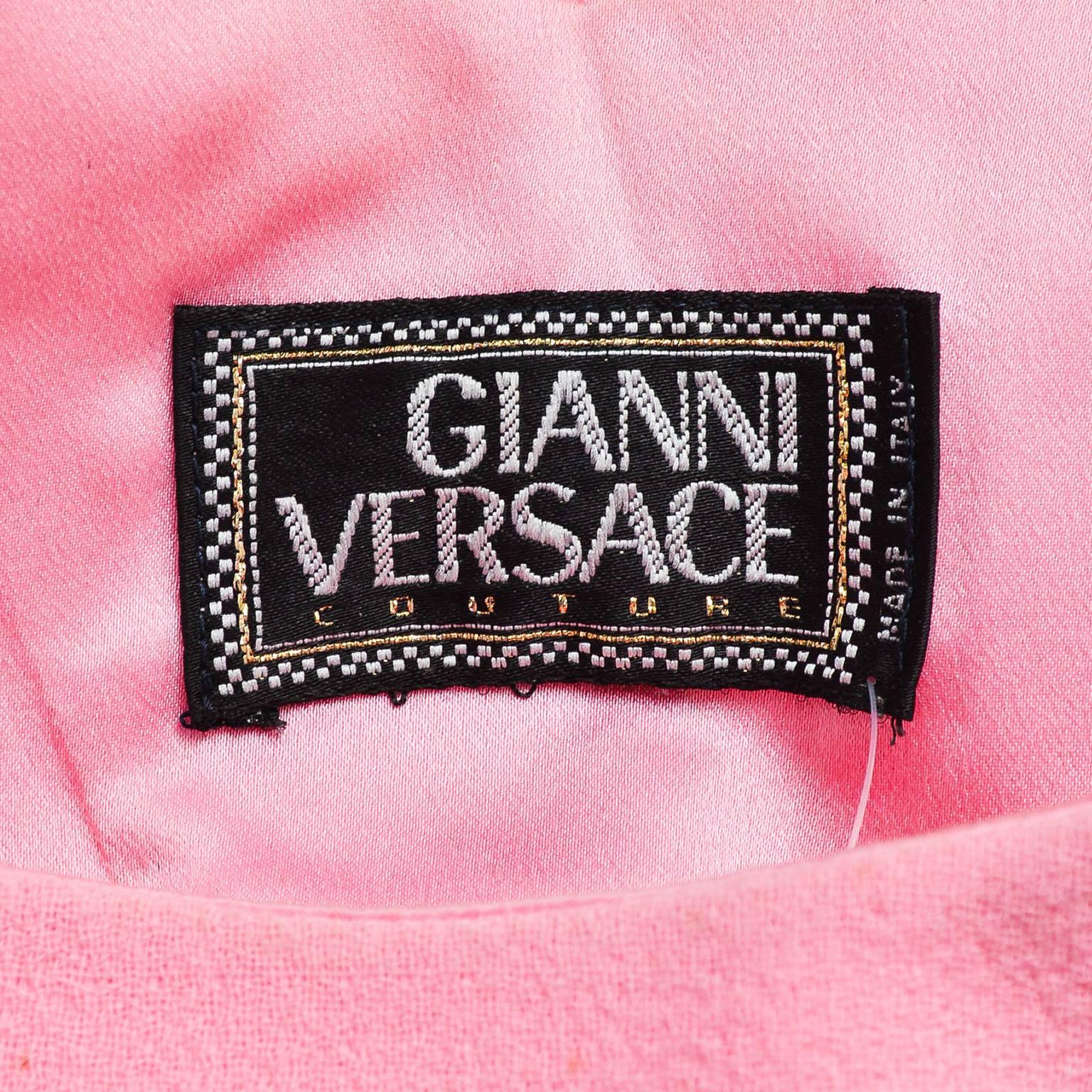 Women's Vintage Gianni Versace Light Pink Crepe Knit Studded Sleeveless A Line Dress For Sale