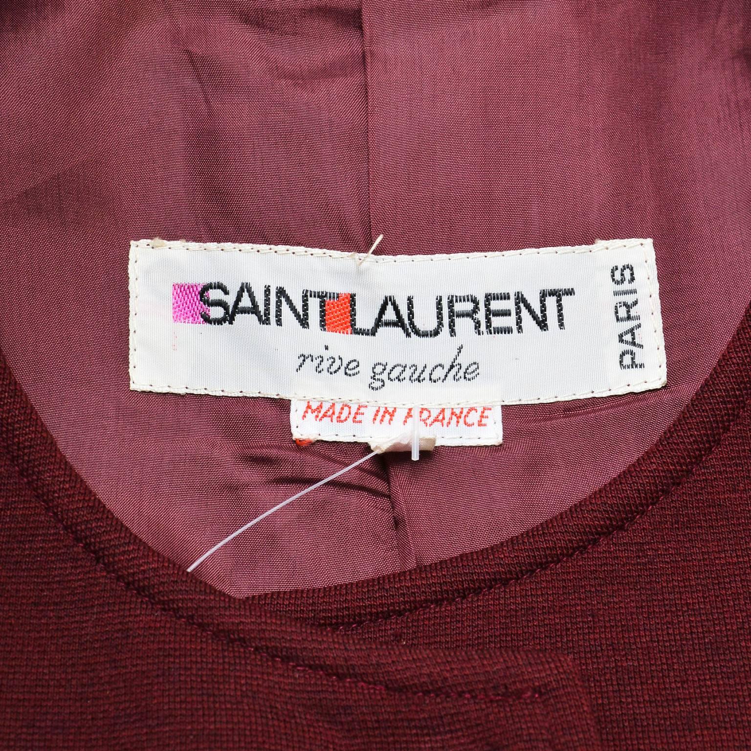 Vintage Saint Laurent YSL Maroon Red Button Down Long Sleeveless Vest SZ 40 In Good Condition In Chicago, IL