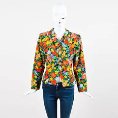 Vintage Yves Saint Laurent Multicolor Fitted Floral Print Blazer SZ 40