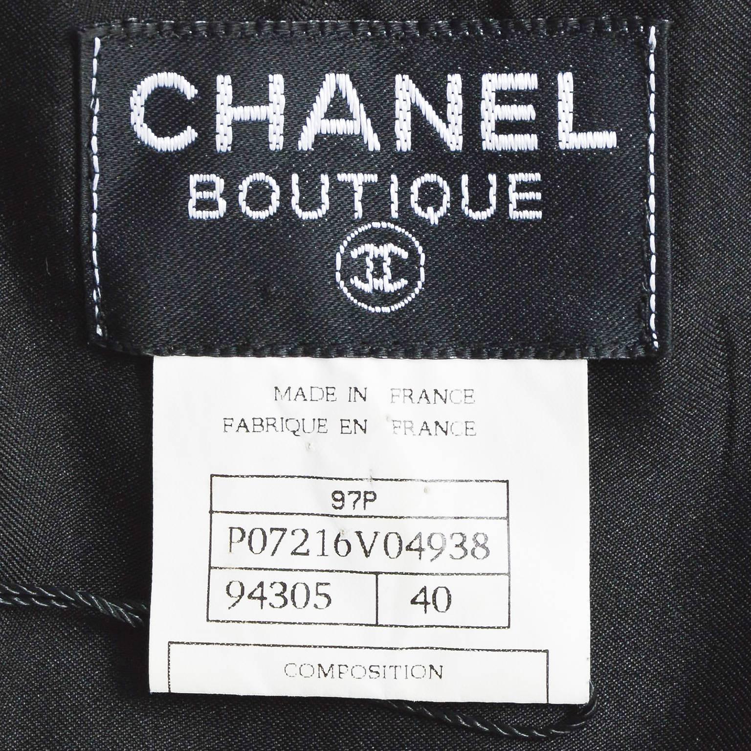 Chanel Boutique 97P Black Silk Spaghetti Strap 'CC' Button Dress SZ 40 For Sale 1