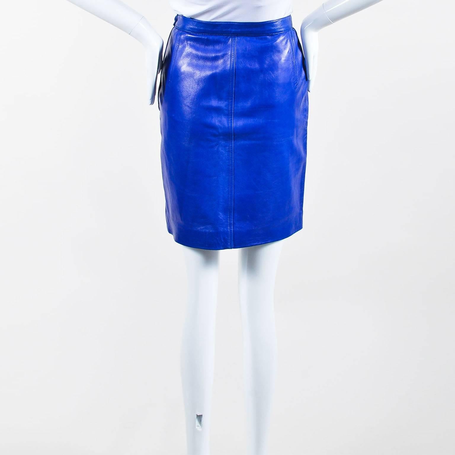 royal blue leather skirt