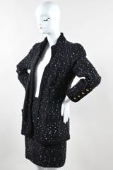 Chanel Black Multicolor Speckled Tweed Long Sleeve Jacket Pencil Skirt Suit Set