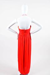 Vintage Oscar de la Renta Bright Red Silk Strapless Long Gown SZ 10
