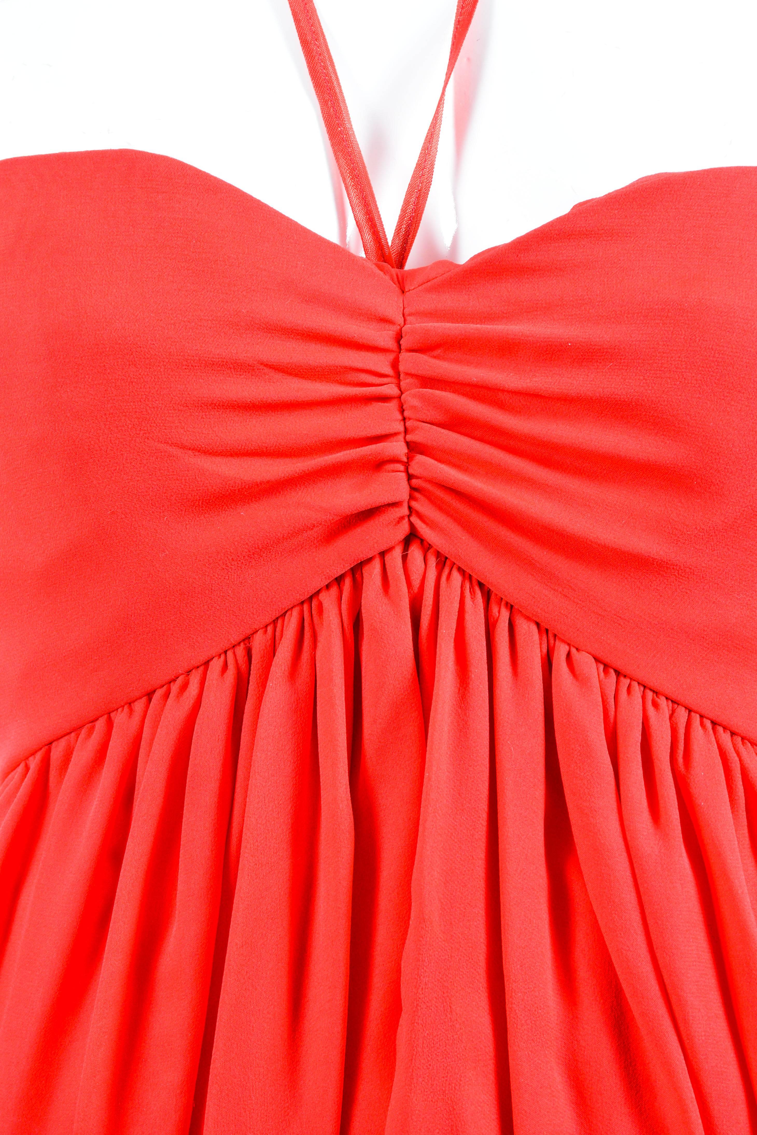 Vintage Oscar de la Renta Bright Red Silk Strapless Long Gown SZ 10 For Sale 1