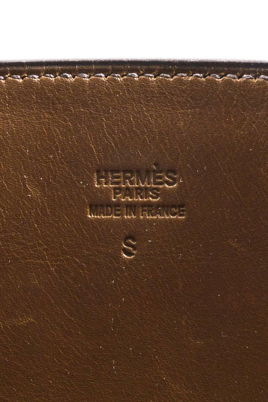 Hermes Brown Box Calf Leather Top Handle Structured 