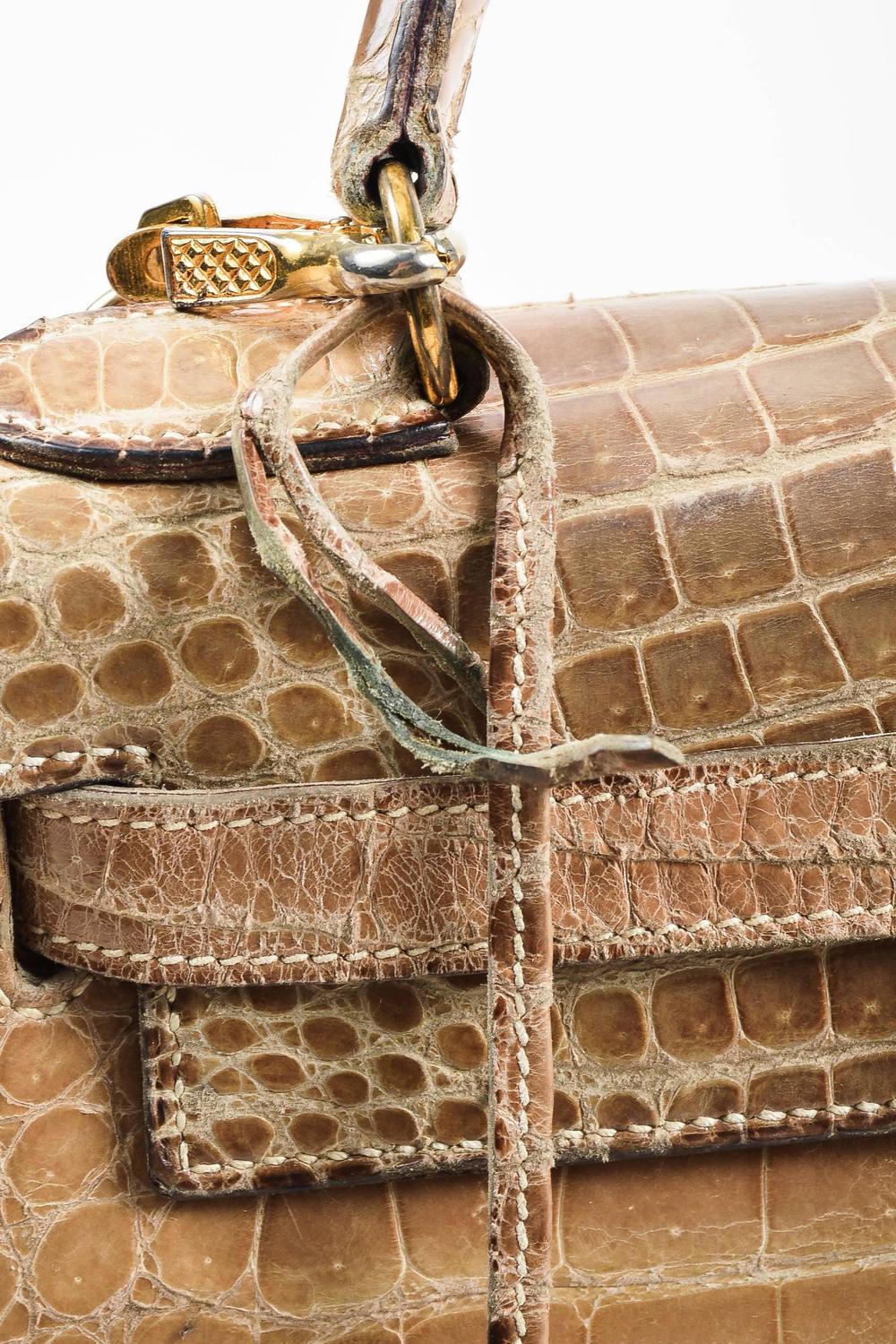 Vintage Hermes Taupe Crocodile Leather Gold Hardware \u0026quot;Kelly 28 ...