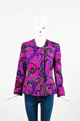 Vintage Gianni Versace Purple/Fuchsia/Gold Wool Printed Jacket SZ 38