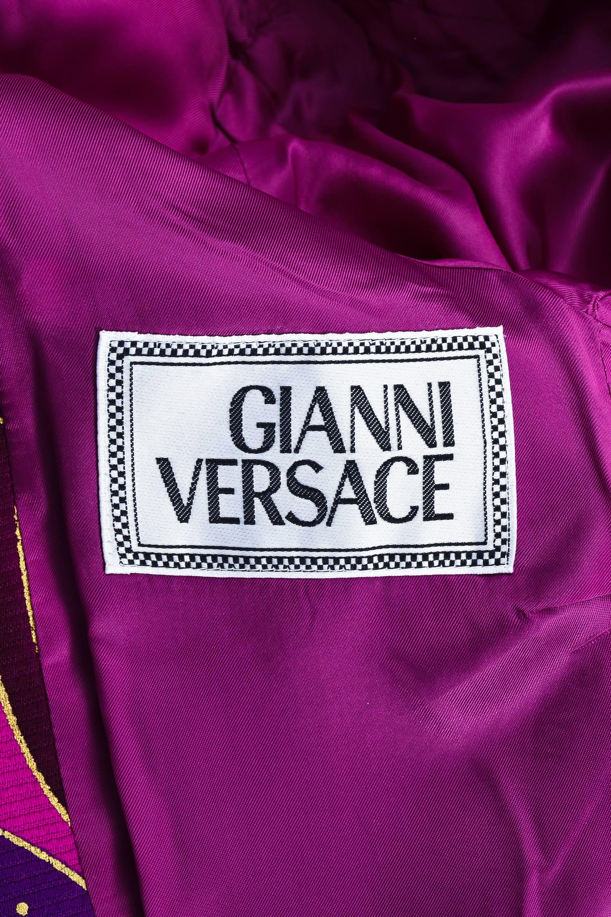 Vintage Gianni Versace Purple/Fuchsia/Gold Wool Printed Jacket SZ 38 1