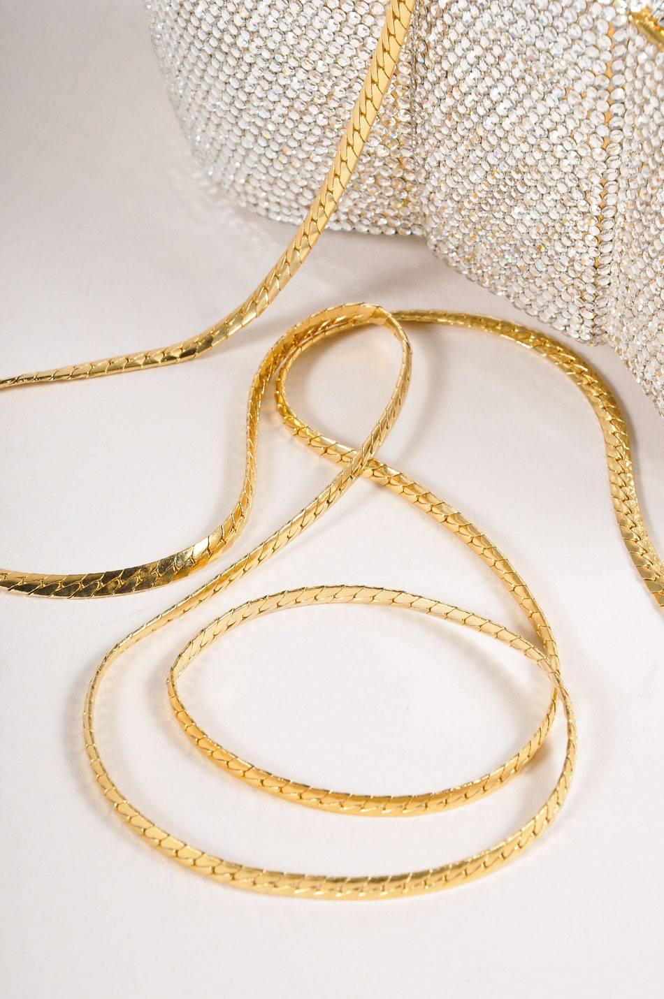 Judith Leiber Gold Tone Crystal Embellished Bow Minaudiere Shoulder Bag For Sale 3
