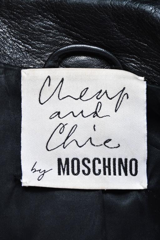 Moschino Cheap and Chic Black White Leather Striped Moto Jacket Sz 12 ...