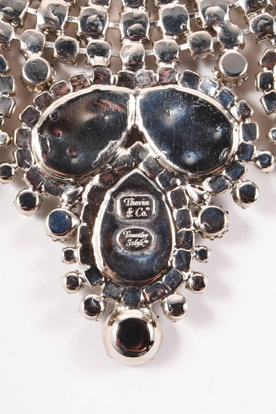 Thorin & Co Purple Navy Clear Rhinestone Gem Embellished Oversized Bib Necklace For Sale 5