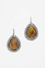 Irene Neuwirth Green Rose-Cut Labradorite & Pave Diamond Teardrop Earrings