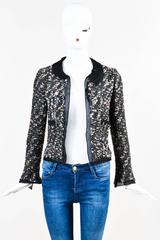 Chanel Black Multicolor Wool Blend Tweed Silk Trim Long Sleeve Blazer Jacket