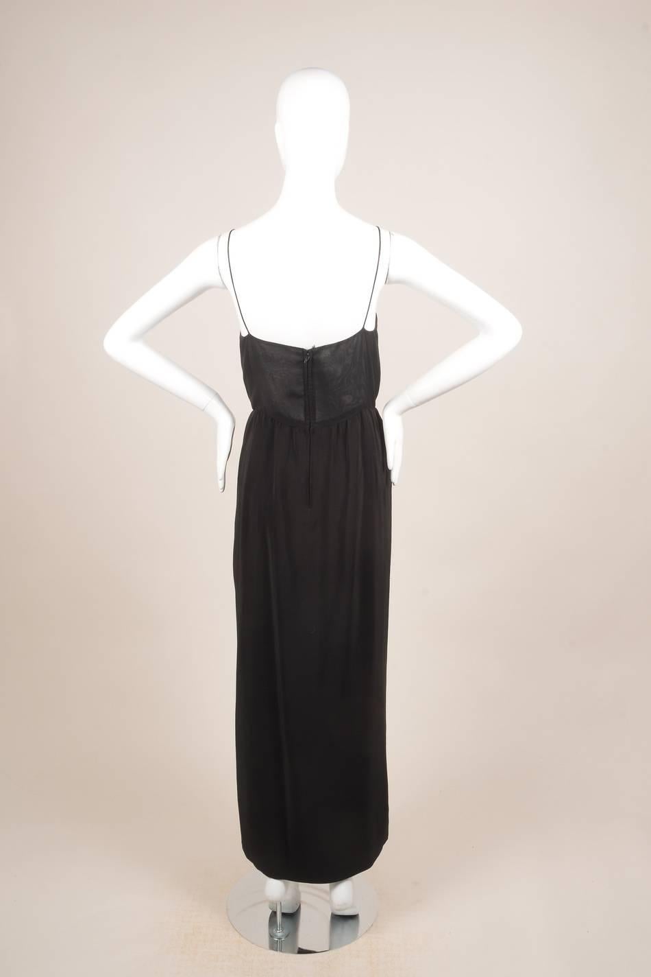 Women's Vintage Oscar de la Renta Black Silk Beaded Sheer Sleeveless Dress SZ 8 For Sale