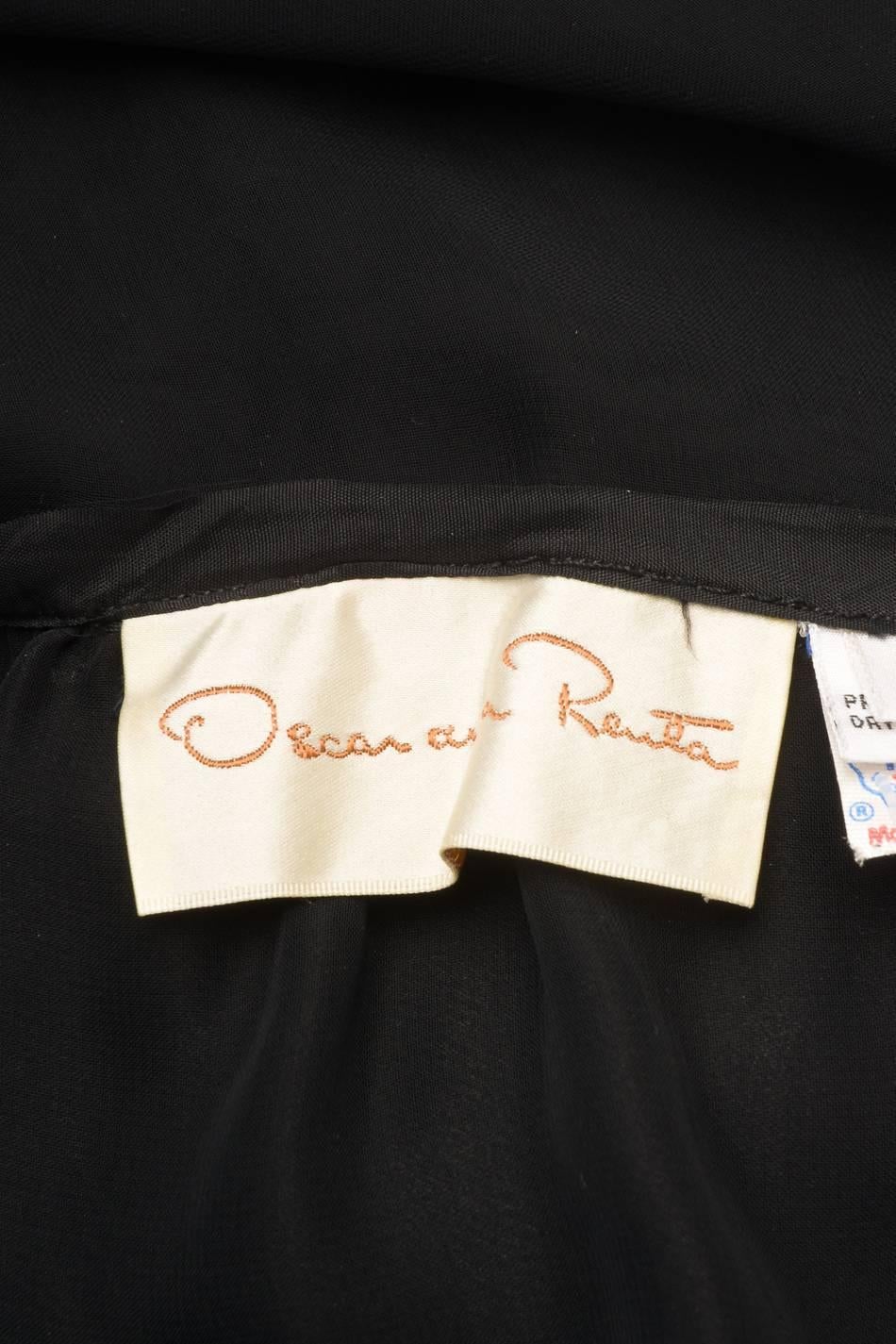 Vintage Oscar de la Renta Black Silk Beaded Sheer Sleeveless Dress SZ 8 For Sale 2