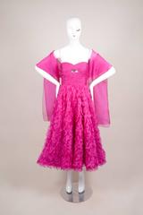 Oscar de la Renta Runway SS04 Fuchsia Tiered Petal Strapless Full Dress SZ 4