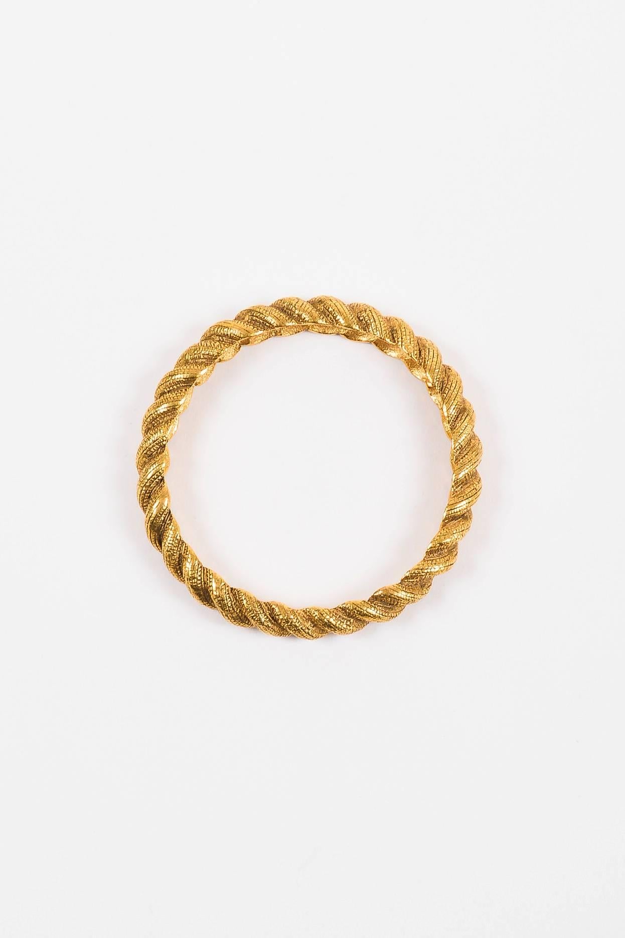 Women's Vintage Chanel Gold Tone Textured Etched Rope Set of 3 Bangle Bracelets For Sale