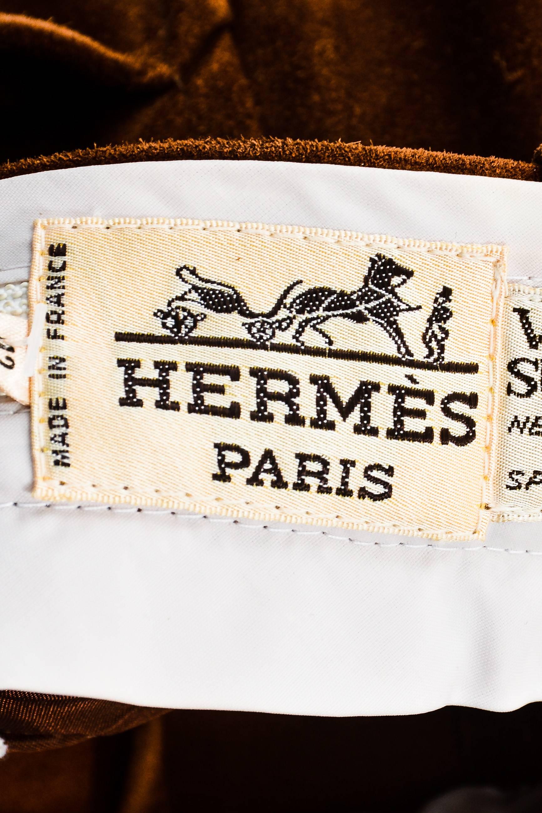 Women's Vintage Hermes NWT Brown Suede Button Leg Cuffed Riding Pants SZ 42 For Sale