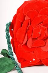 Vintage Emanuel Ungaro Green/Red/Black Rhinestone Detail Fabric Rose Purse