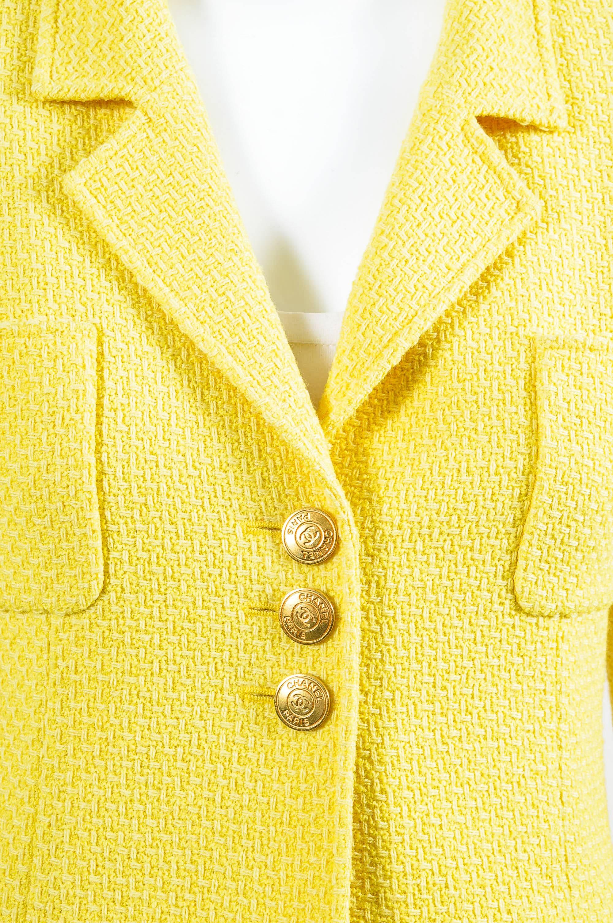 yellow tweed blazer