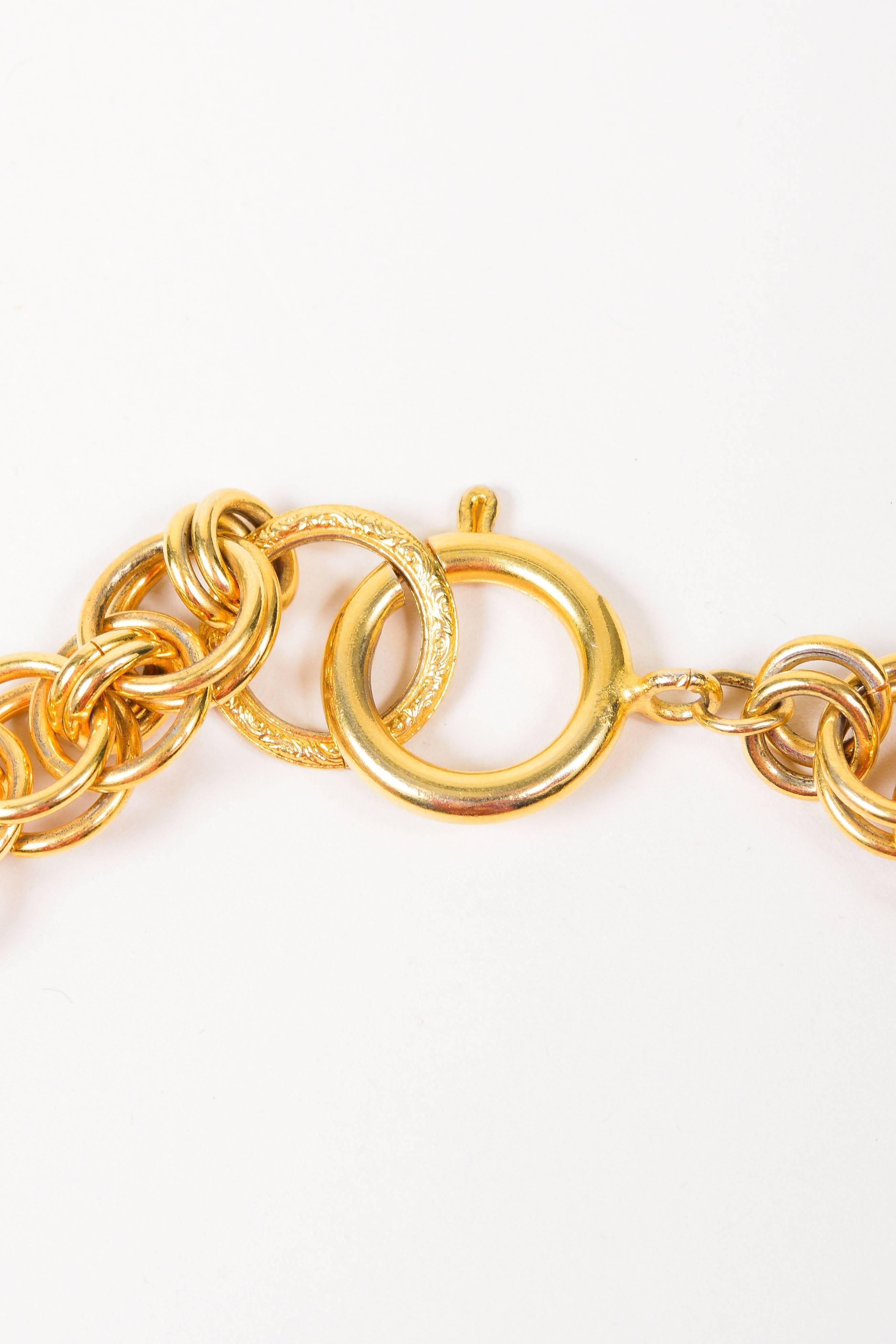 Vintage Chanel Gold Tone 'Coco' Figure Removable Pendant Charm Chain Necklace 1