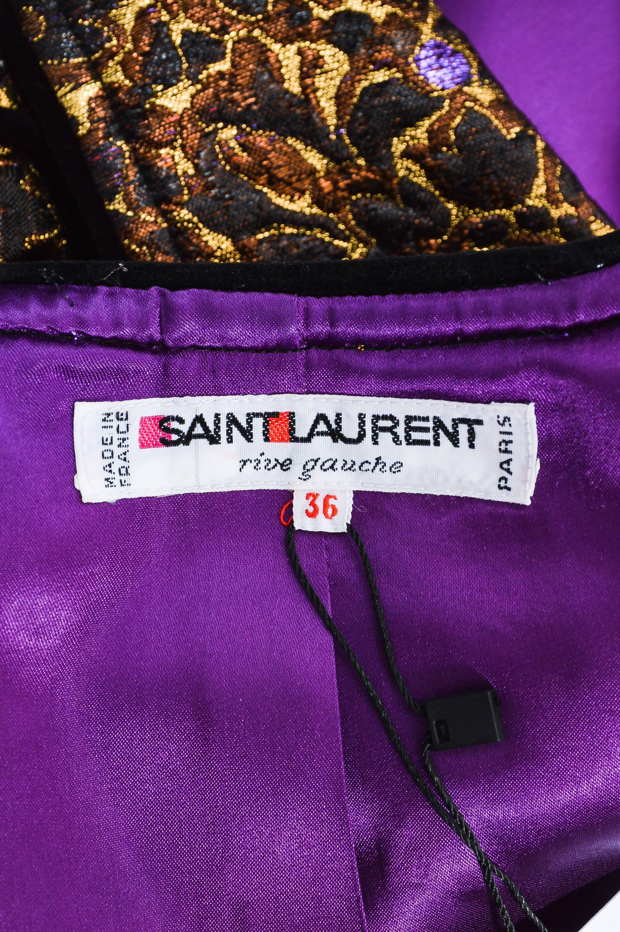 Women's Vintage Saint Laurent Rive Gauche Metallic Multicolored Jacquard LS Jacket SZ 36 For Sale