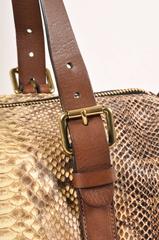 Chloe Brown Cream "Gabby" Mixed Snakeskin Duffel Bag