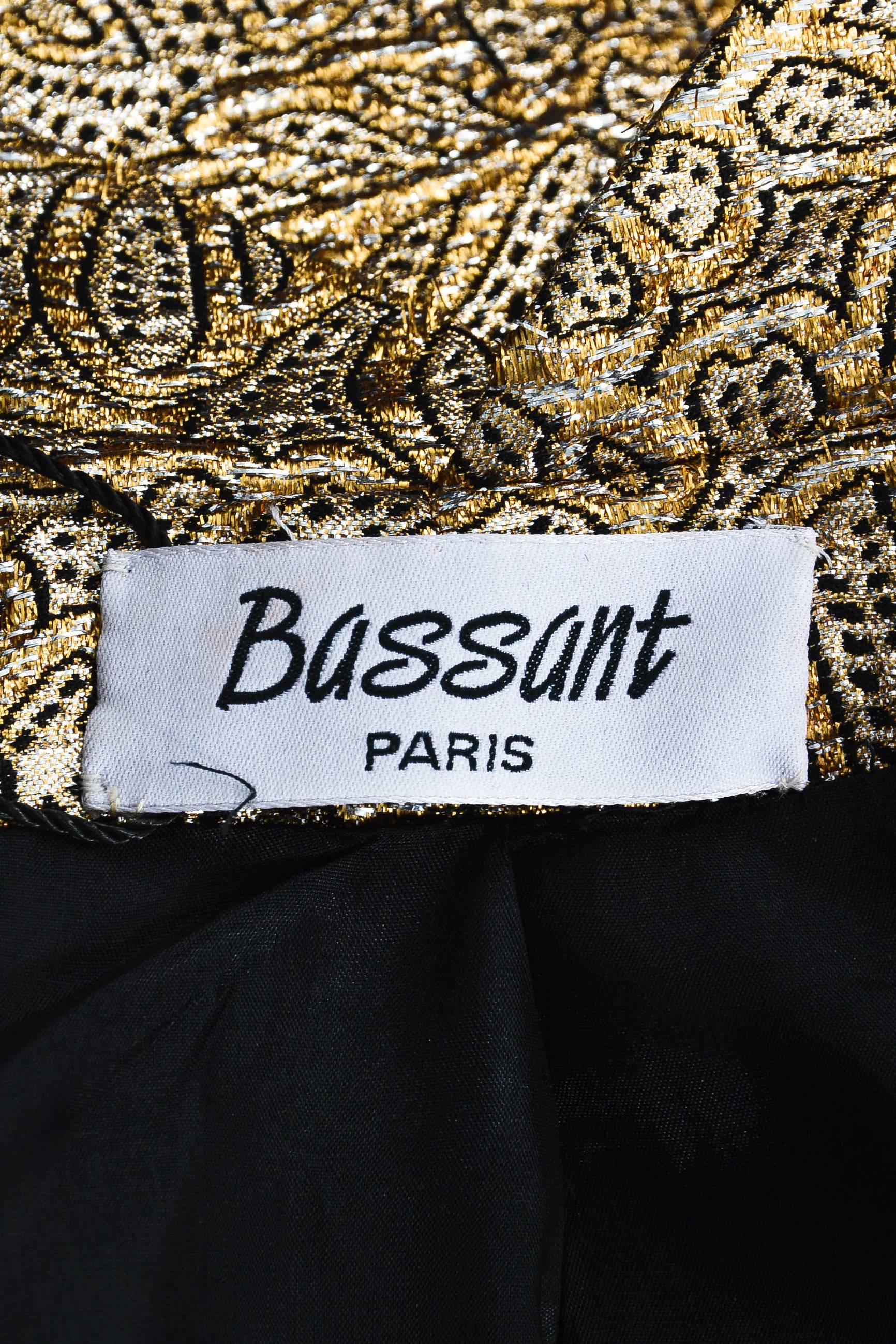 Vintage Bassant Black Metallic Gold & Silver Floral Patterned Structured Blazer In Good Condition In Chicago, IL