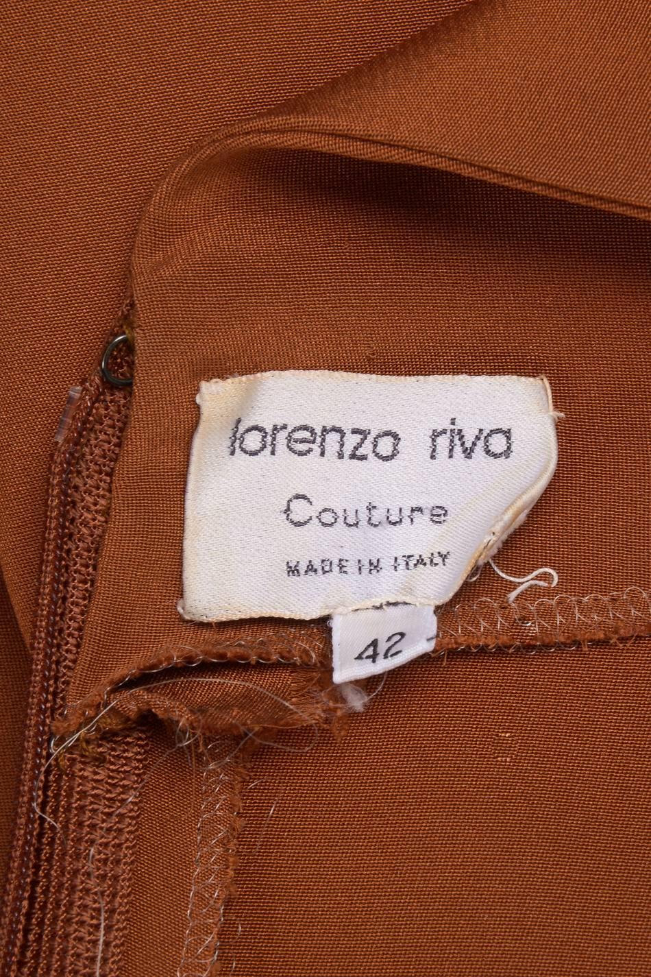 Women's Vintage Lorenzo Riva Blue/Brown Color Block Sleeveless Silk Jumpsuit 