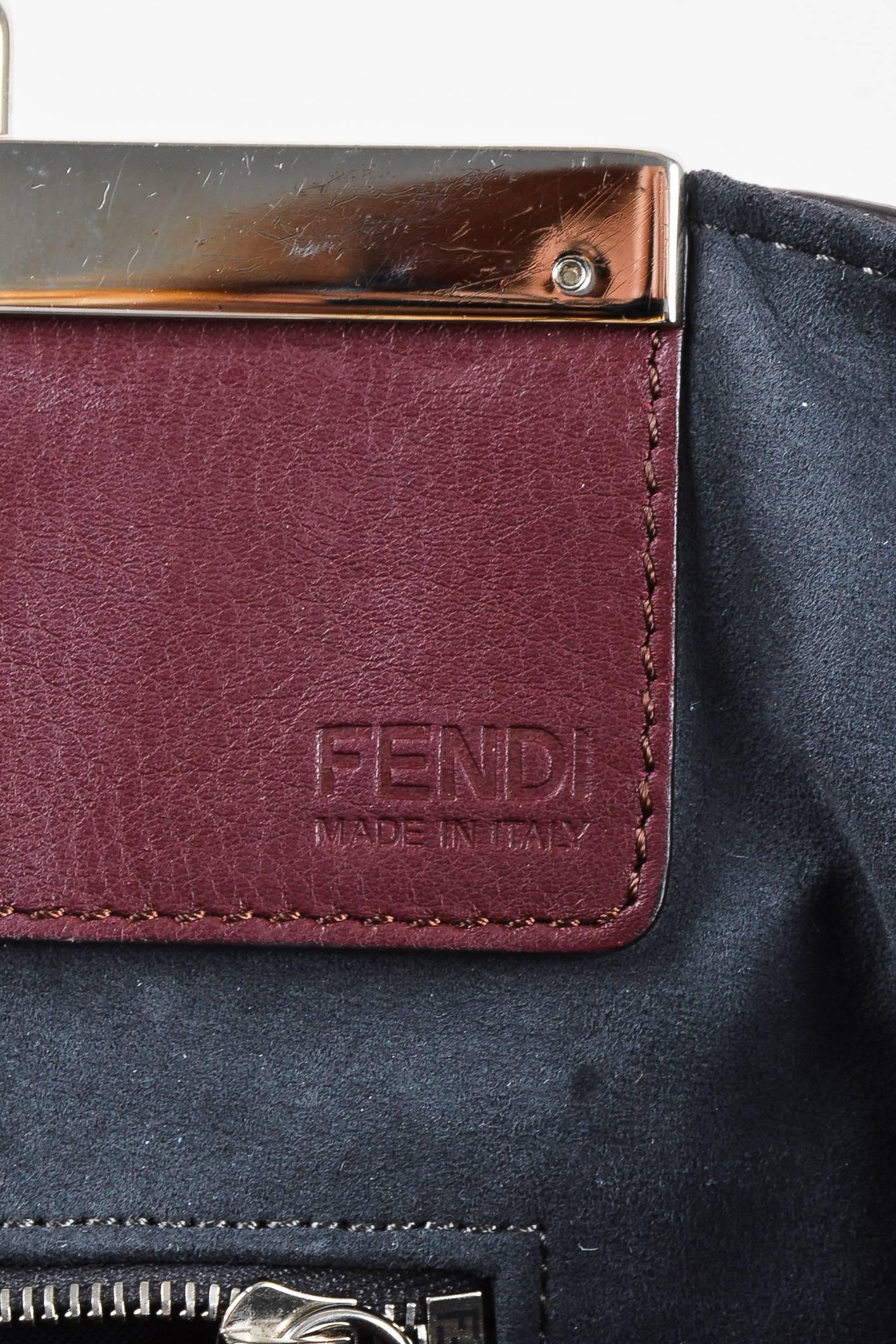 Fendi Maroon Textured Leather Top Handle 