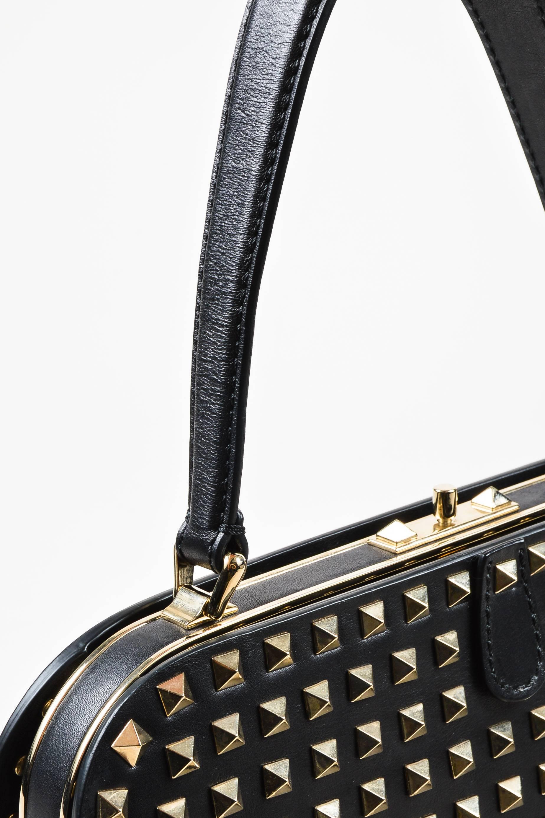 Valentino Noir Black Leather Pyramid Studded 