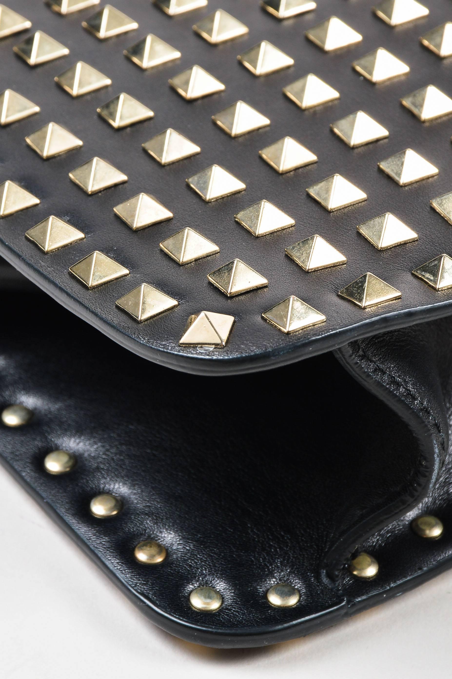 Women's Valentino Noir Black Leather Pyramid Studded 