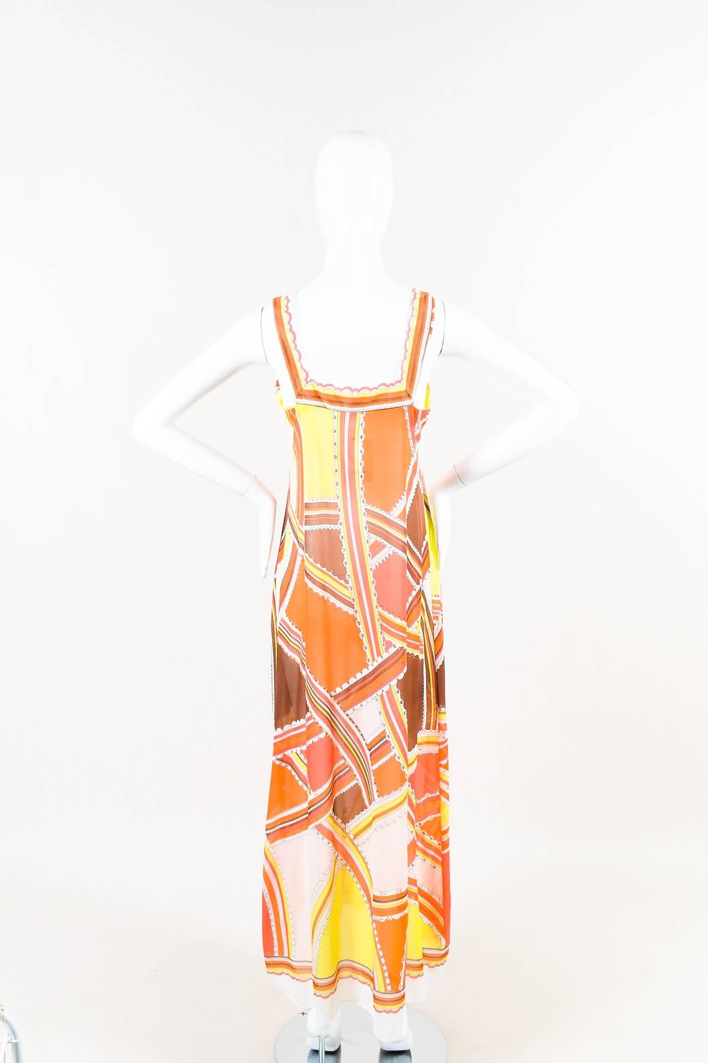 Orange Vintage Emilio Pucci for Formfit Rogers Multicolor Jersey Maxi Dress SZ S For Sale