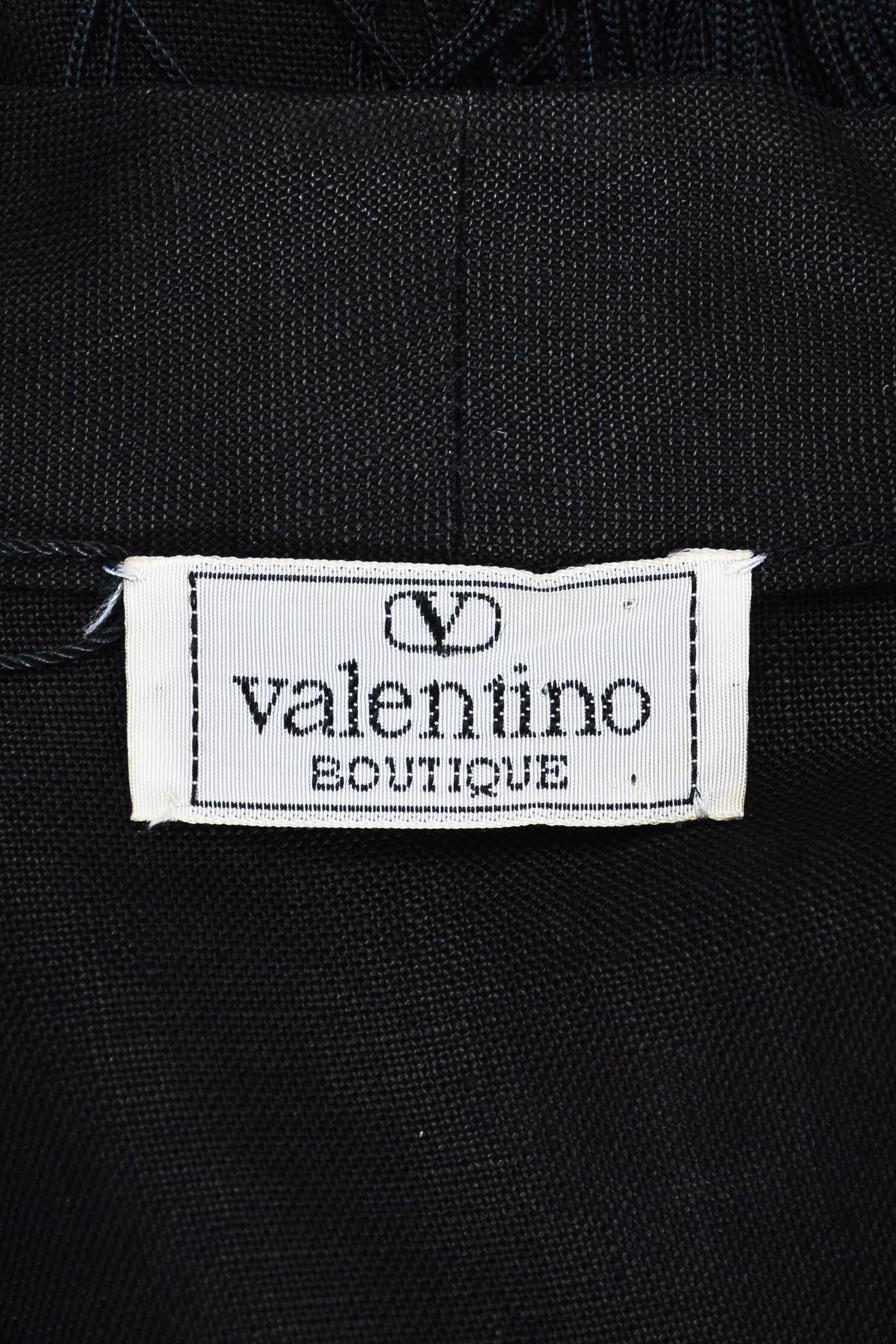 Vintage Valentino Boutique Black Woven Sheer Waist & Fringed Peplum Dress SZ 4 1
