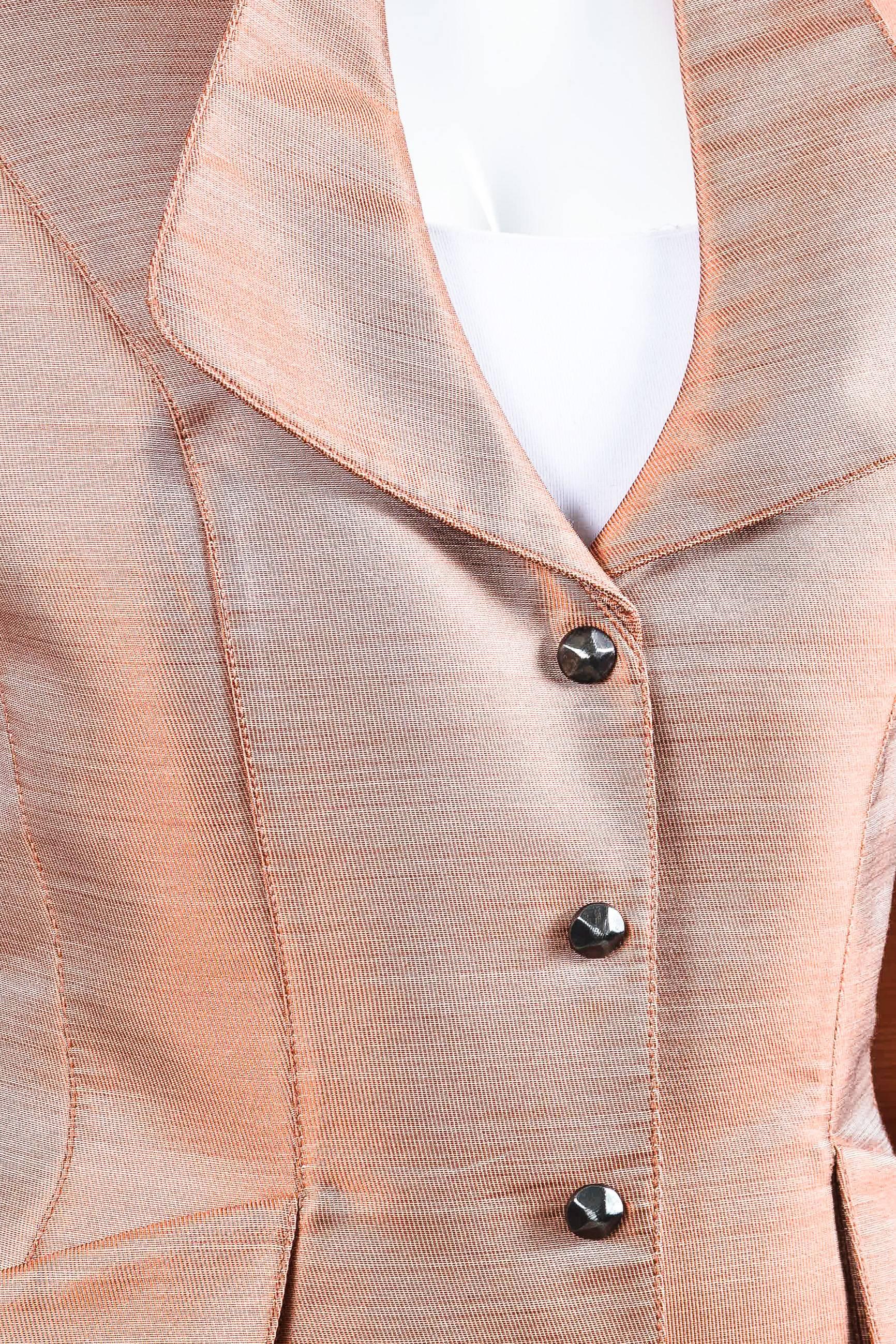 Women's Vintage Thierry Mugler Pink Silk Blend Textured LS Structured Blazer SZ 44
