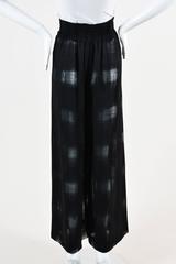 Vintage Richard Tyler Black Sheer Wool Plaid Pattern High Waist Pants SZ 14