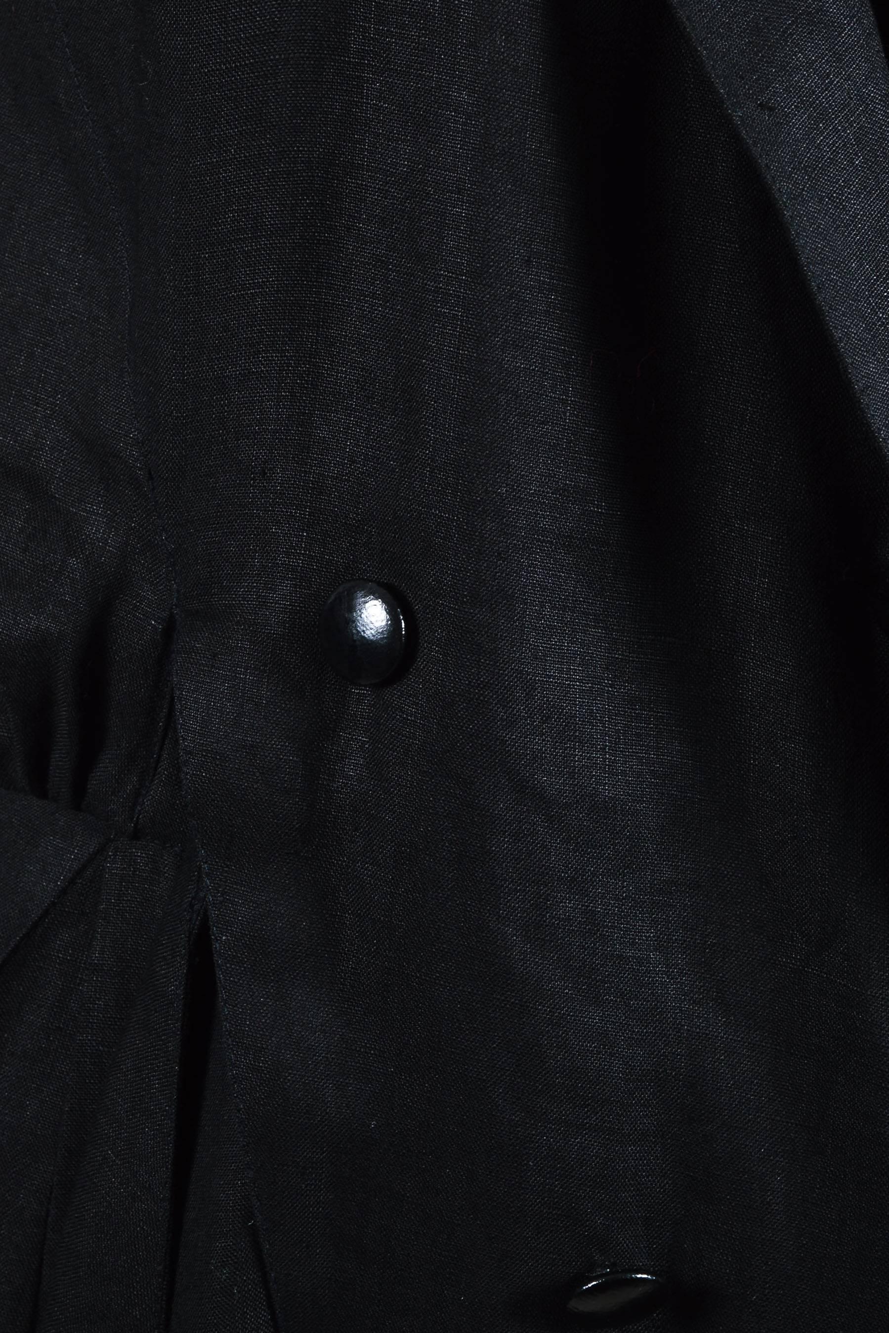 Women's Vintage Fendi 365 Black Linen Button Front Drape Dress SZ 40 For Sale
