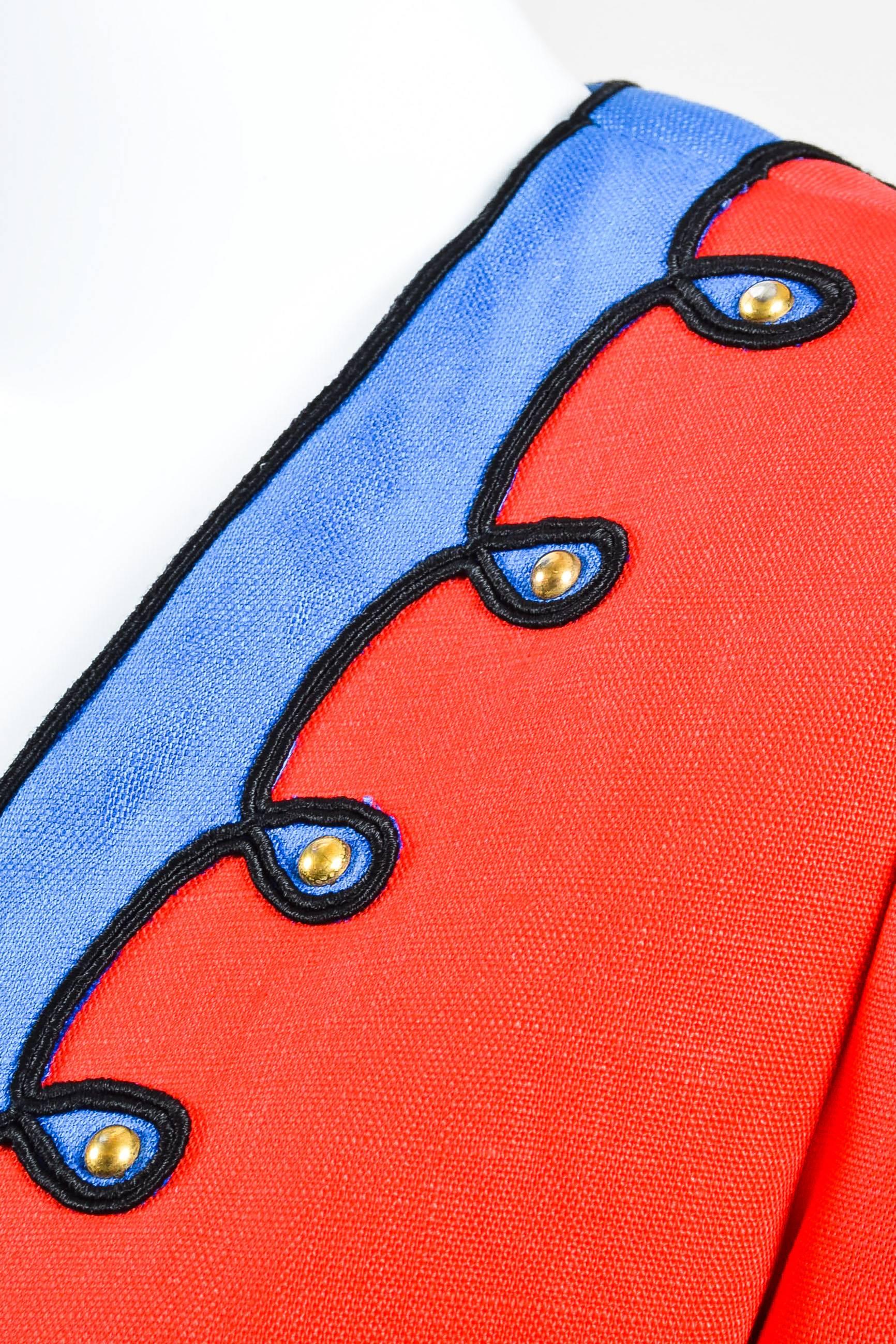 Women's Vintage Givenchy Nouvelle Boutique Red Blue Embroidered Stud LS Jacket For Sale