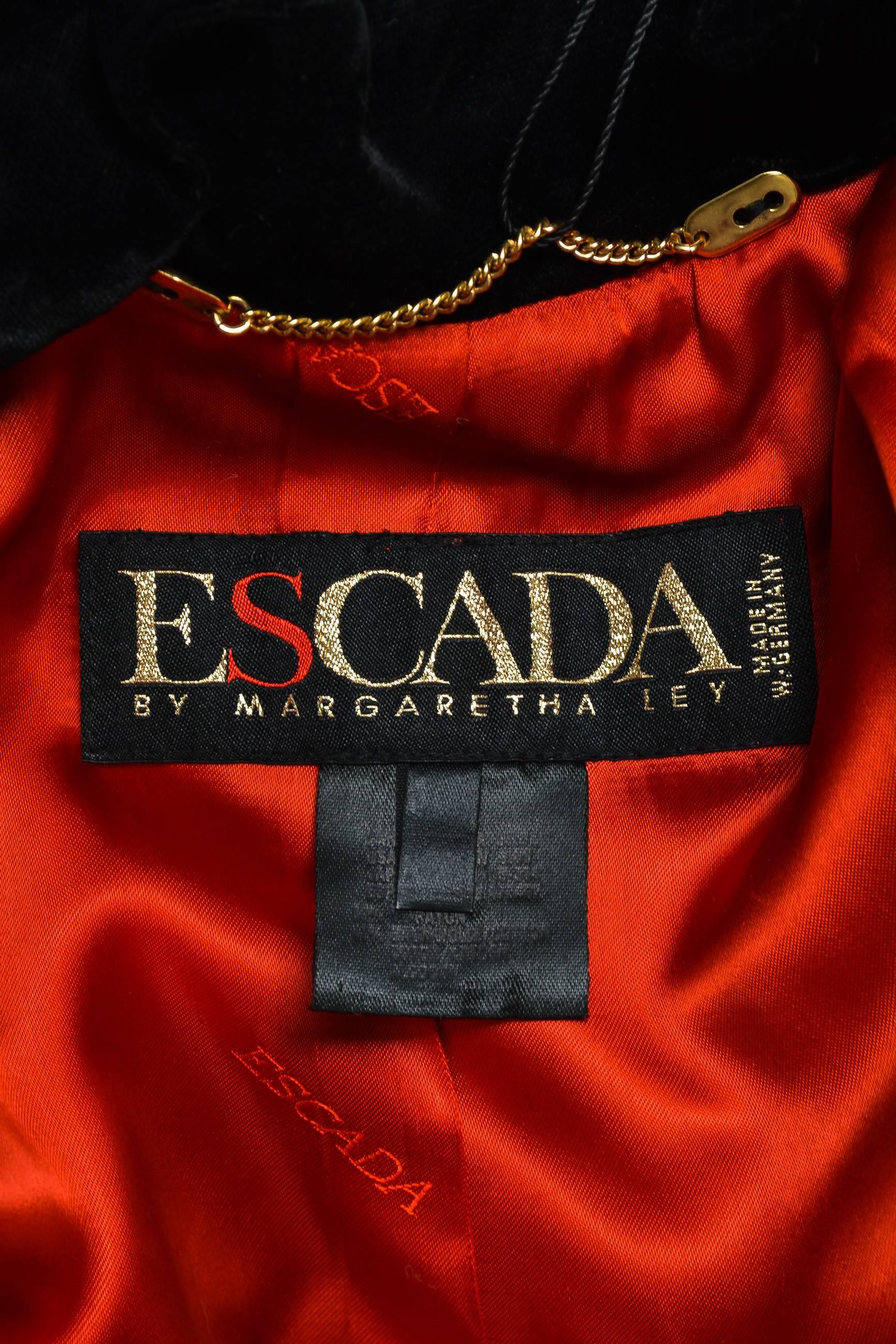 Women's Vintage Escada Black Velvet Cropped Bolero Jacket SZ 42 For Sale