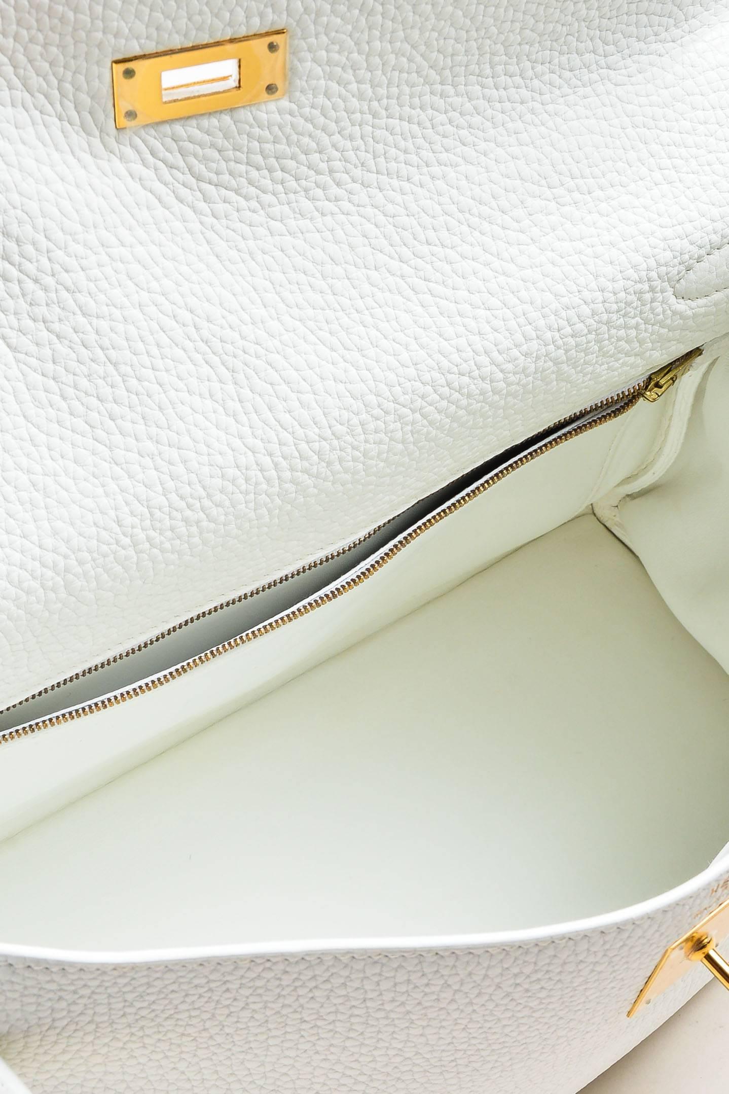 Hermes NIB Blanc White Clemence Leather Gold Tone Hardware 
