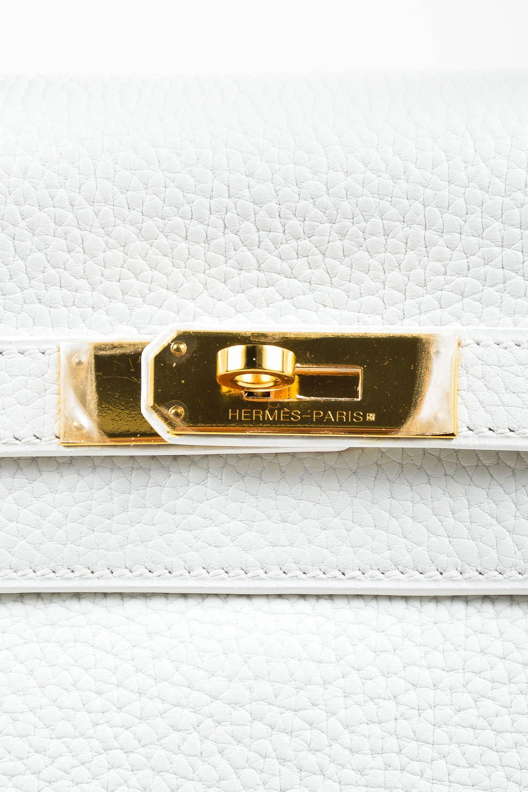 Hermes NIB Blanc White Clemence Leather Gold Tone Hardware 
