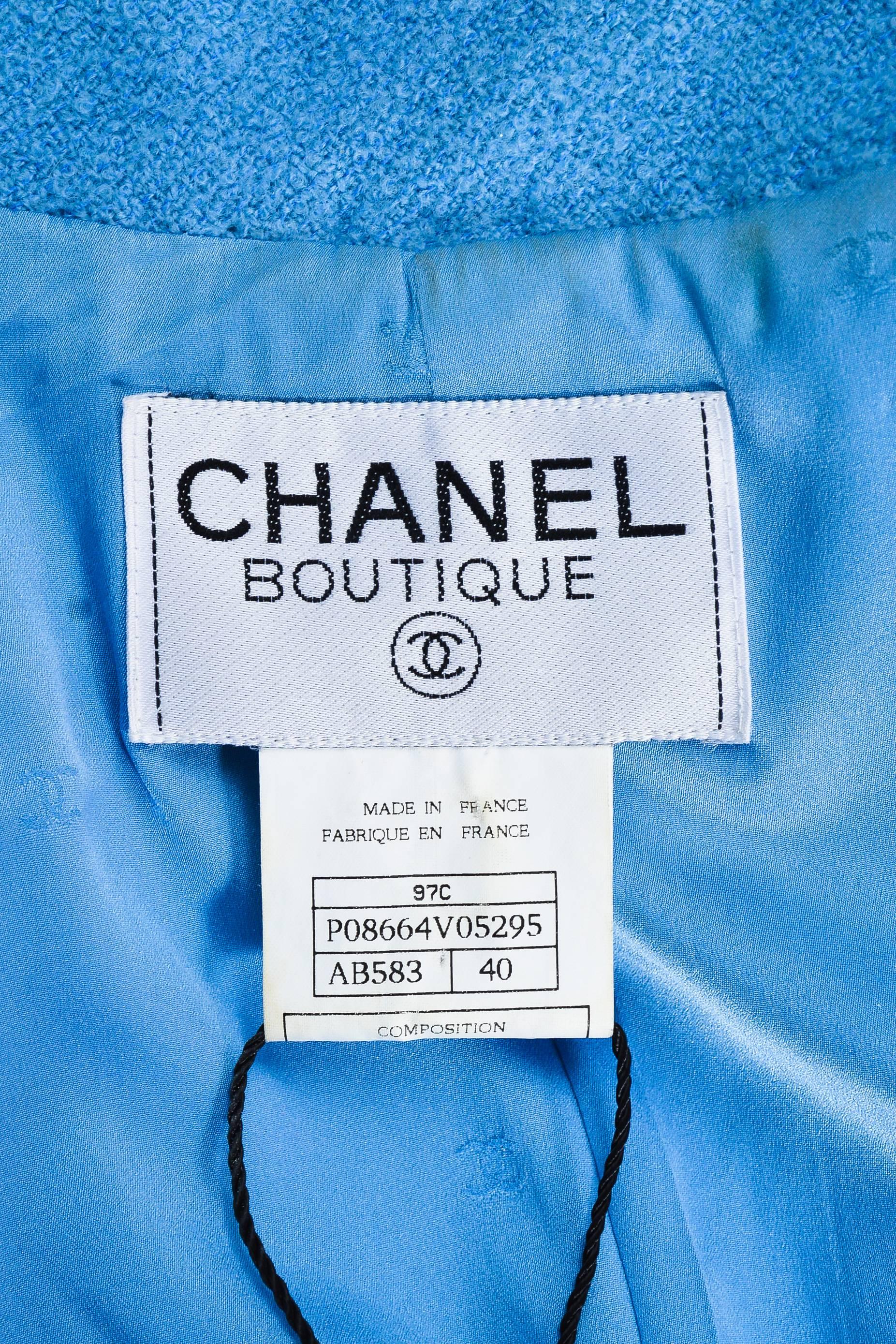 Chanel Boutique Baby Blue Wool Double Breasted Four Pocket LS Jacket SZ 40 For Sale 1