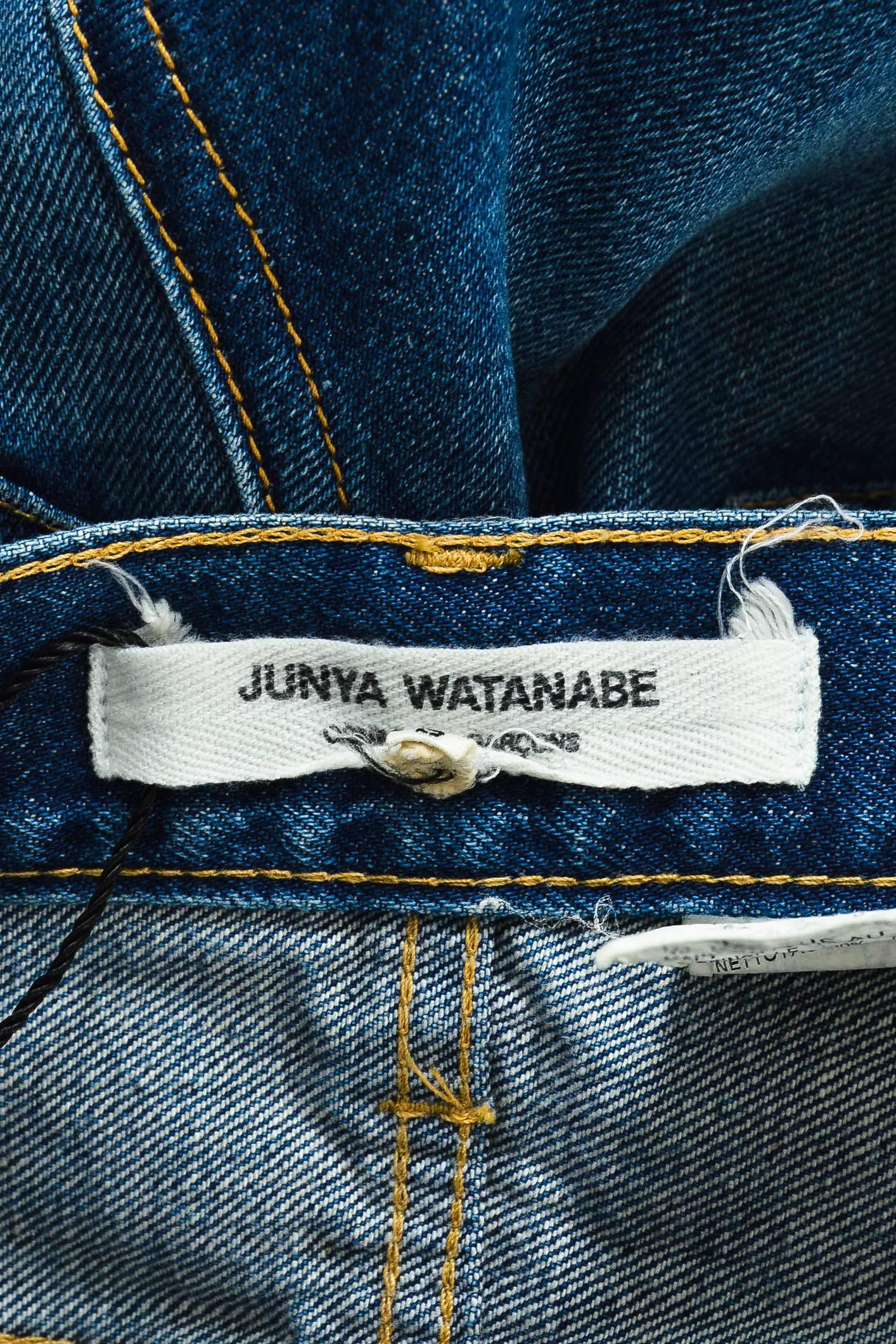 Junya Watanabe Comme des Garcons Blue White Denim Ruffle Trumpet Skirt SZ S For Sale 1