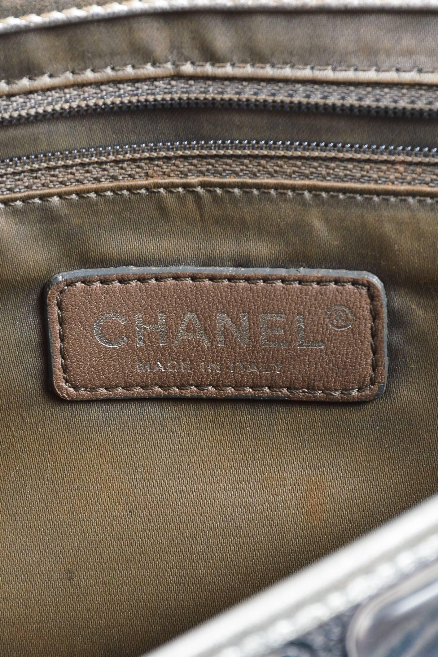 Chanel Silver Metallic Leather Coated 