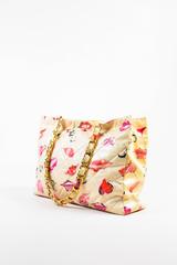 Vintage Chanel Cream Quilted Lip Print 'CC' Stitched Gold Hardware Chain Bag