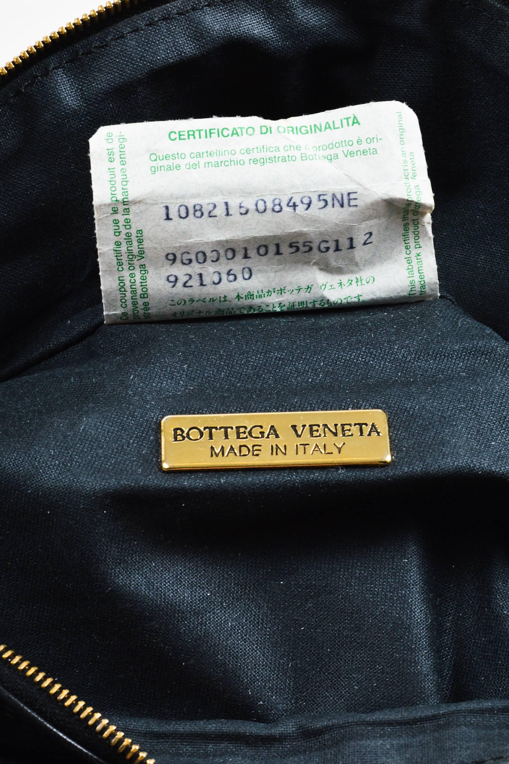 Vintage Bottega Veneta Black Leather & Gold Tone Metal Fanny Pack Hip Bag 1