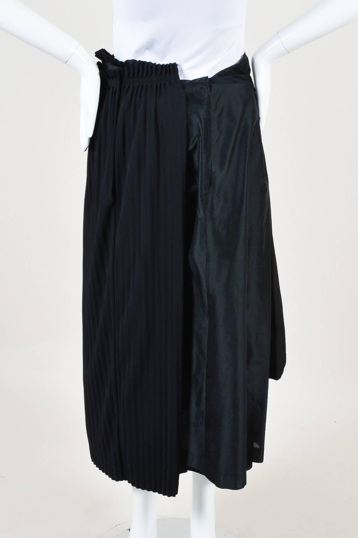 Comme des Garcons Black Silk Blend Pleated Panel Asymmetrical Skirt In Good Condition For Sale In Chicago, IL