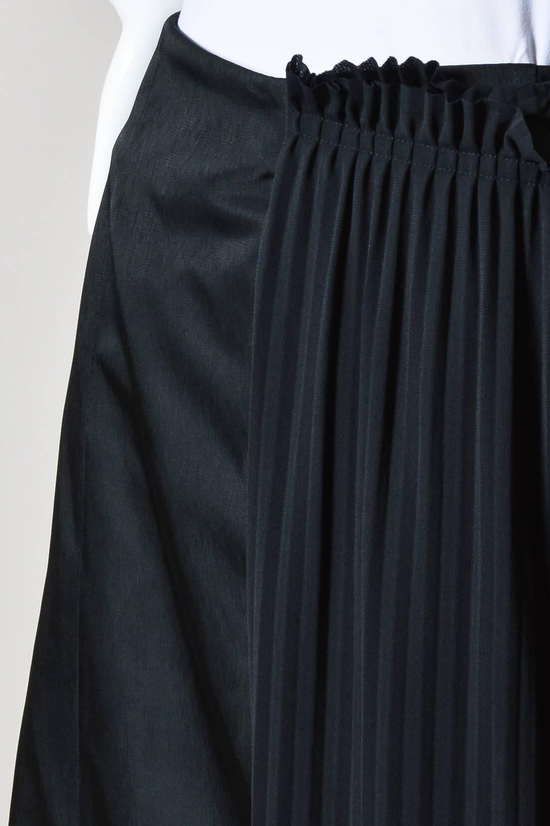 Women's Comme des Garcons Black Silk Blend Pleated Panel Asymmetrical Skirt For Sale